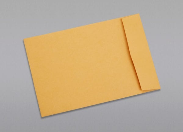 Back of a 6 1/2 x 9 1/2 Catalog Envelope 28# Brown Kraft with Regular Gum