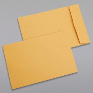 Front and back of a 6 1/2 x 9 1/2 Catalog Envelope 28# Brown Kraft with Regular Gum