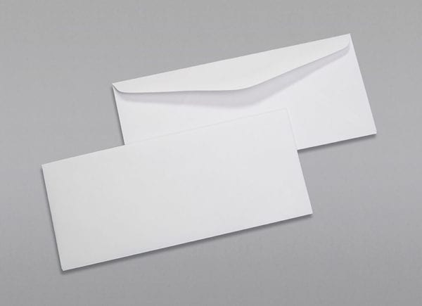 Front and back of a #10 Regular Envelope with Regular Gum