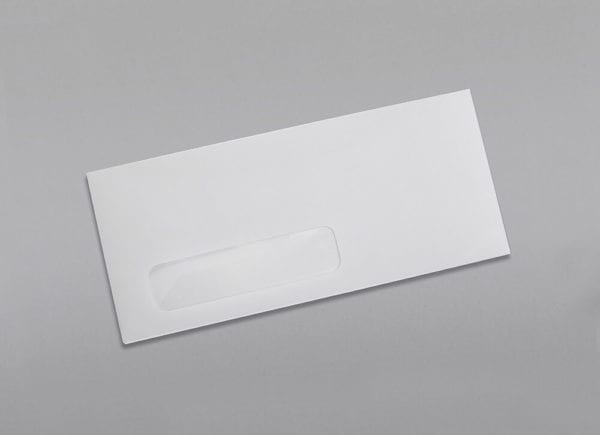 Front of a #10 Standard Window Envelope with Regular Gum