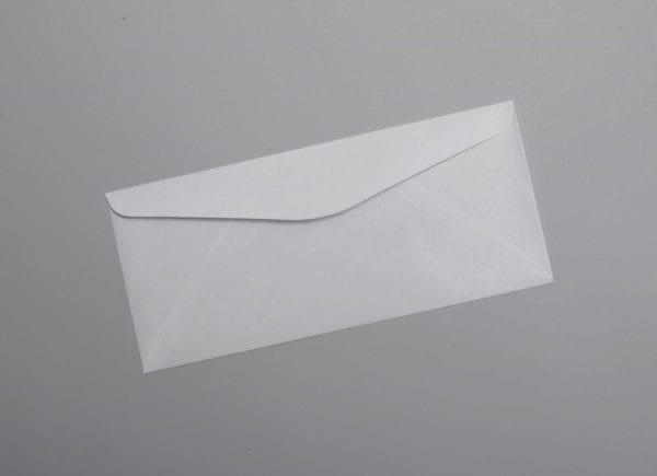 Back of a #10 Regular Envelope Blue Security Tint with Regular Gum