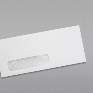 Front of a #10 Standard Window Envelope Black Security Tint with Regular Gum