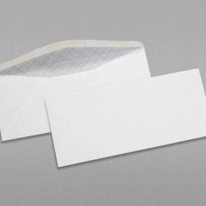Front and back of a #10 Regular Envelope Black Security Tint with Regular Gum