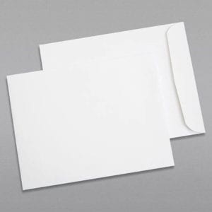Front and back of a 10 x 13 Catalog Envelope 28# White Wove with Regular Gum