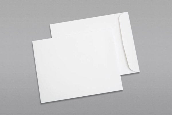 Front and back of a 10 x 13 Catalog Envelope 28# White Wove with Regular Gum