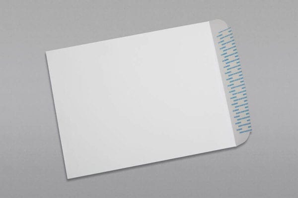 Back of a 10 x 13 Catalog Envelope 28# White Wove with Peel & Stick