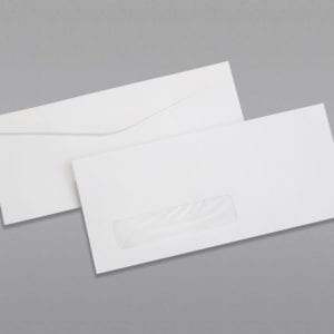 Front and back of #10 Fast Forward Window Envelope with Regular Gum