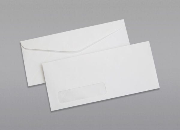 Front and back of a #11 Standard Window Envelope with Regular Gum