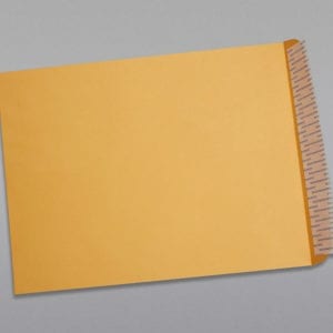 Back of a 12 x 15 1/2 Catalog Envelope 28# Brown Kraft with Peel & Stick