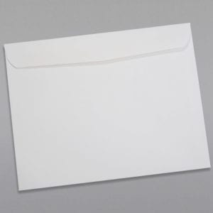 Back of a 10 x 13 Booklet Envelope 28# White Wove with Regular Gum