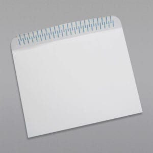 Back of a 10 x 13 Booklet Envelope 28# White Wove with Peel & Stick