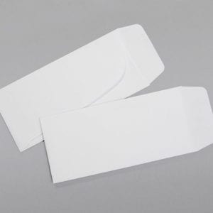 Front and back of a 3 1/4 x 7 Regular Open End Envelope with Latex Gum