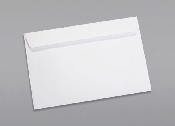 Back of a 6 x 9 Booklet Envelope 24# White Wove with Regular Gum