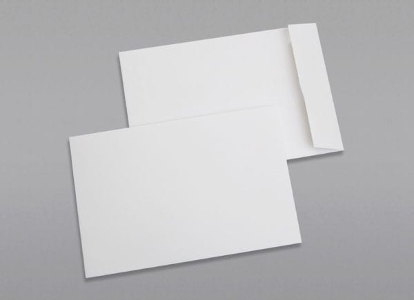 Front and back of a 6 1/2 x 9 1/2 Catalog Envelope 28# White Wove with Regular Gum