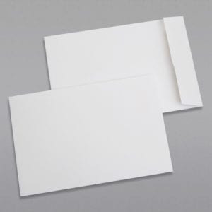 Front and back of a 6 x 9 Catalog Envelope 28# White Wove with Regular Gum