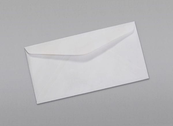Back of a 7 3/4 Standard Window Envelope with Regular Gum