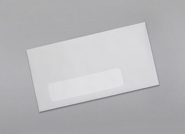 Front of a 7 3/4 Standard Window Envelope with Regular Gum