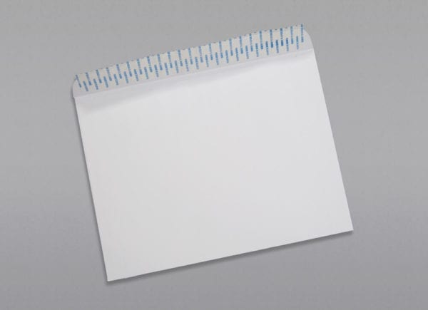 Back of a 9 x 12 Booklet Envelope 28# White Wove with Peel & Stick