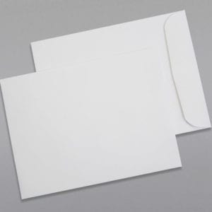 Front and back of a 9 x 12 Catalog Envelope 24# White Wove with Regular Gum