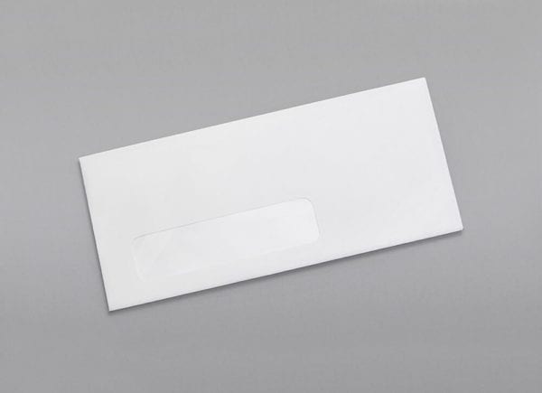 Front of a #9 Standard Window Envelope with Regular Gum