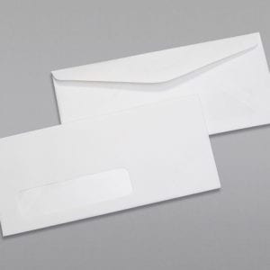 Front and back of a #9 Standard Window Envelope with Regular Gum