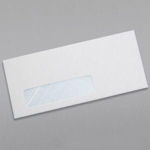 Front of a #9 Standard Window Envelope Blue Security Tint with Regular Gum