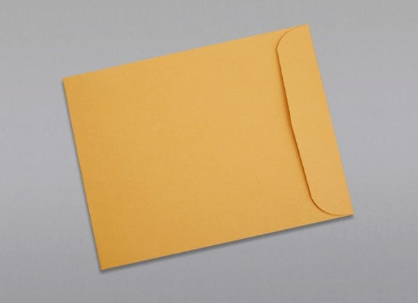 Back of a 9 1/2 x 12 1/2 Catalog Envelope 28# Brown Kraft with Regular Gum