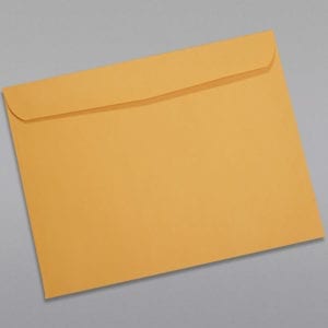 Back of a 10 x 13 Booklet Envelope 28# Brown Kraft with Regular Gum