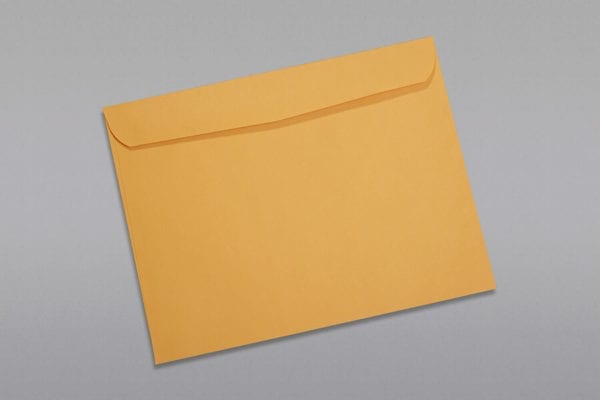 Back of a 10 x 13 Booklet Envelope 28# Brown Kraft with Regular Gum