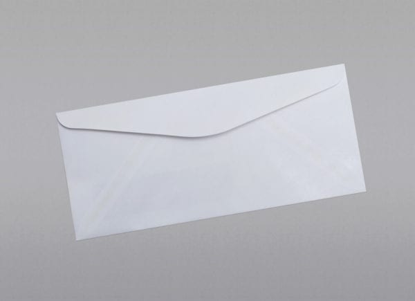 Back of #10 Right Hand Window Envelope with Regular Gum