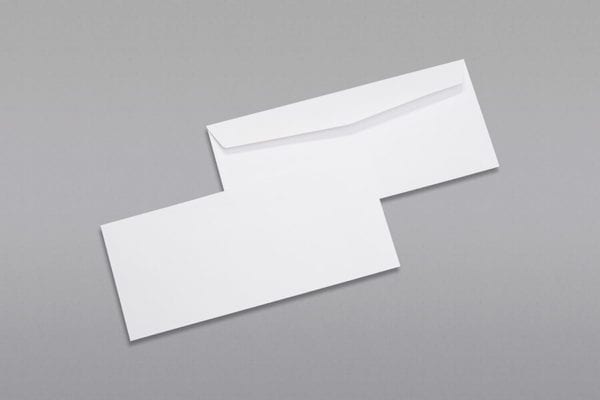 Front and back of a #9 Regular Side Seam Envelope with Regular Gum