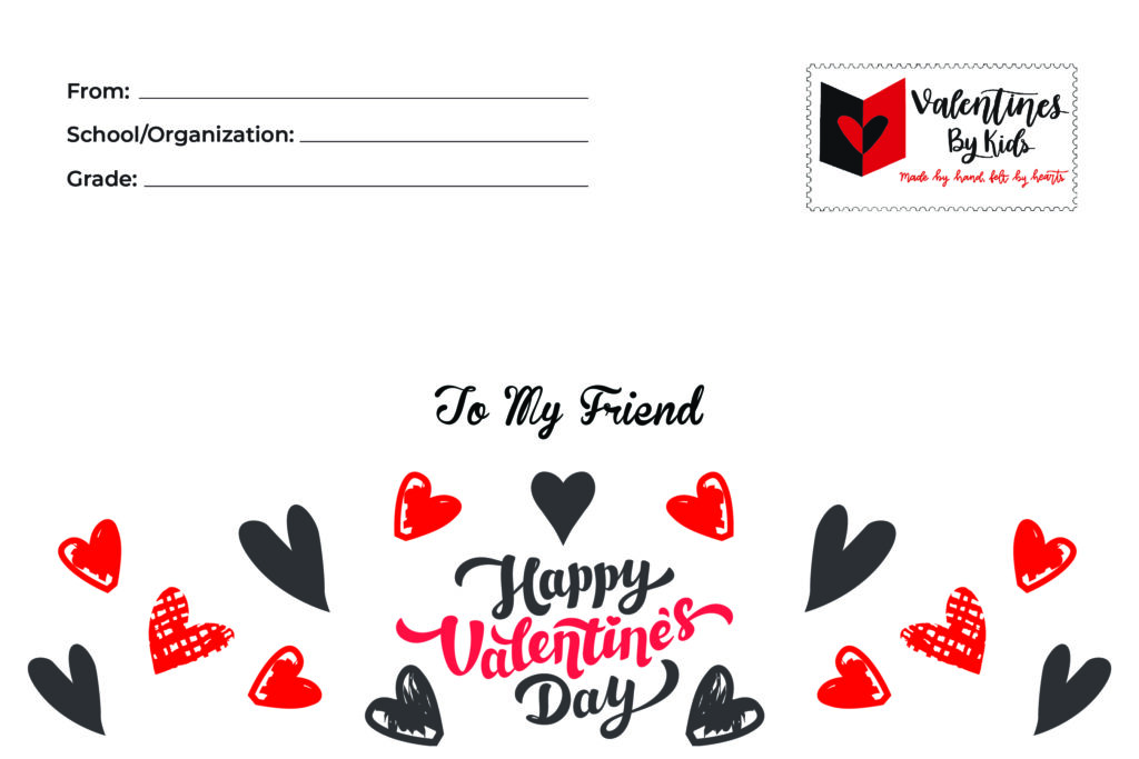 Envelope design for Valentines by Kids created by Letter Jacket Envelopes