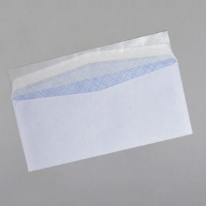 Open back of a #10 Regular Envelope Blue Security Tint with Peel & Stick
