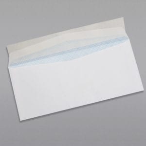 Back of a #10 Standard Window Envelope Blue Security Tint with Peel & Stick