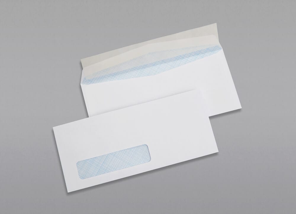marmeren hardware gastvrouw Custom #10 Window Security Tinted Envelopes (Blue) with Peel & Stick