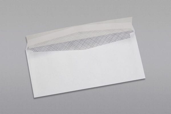 Back of a #10 Standard Window Envelope Black Security Tint with Peel & Stick