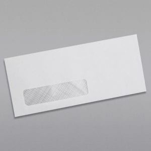 Front of a #10 Standard Window Envelope Black Security Tint with Peel & Stick - Window is in bottom left