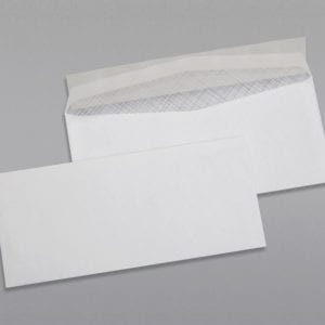 Front and back of a #10 Regular Envelope Black Security Tint with Peel & Stick