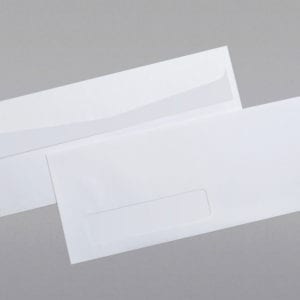 Front and back of a #10 Standard Window Envelope with Peel & Stick